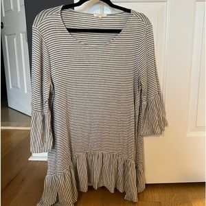 Pleione Striped Knit Top M